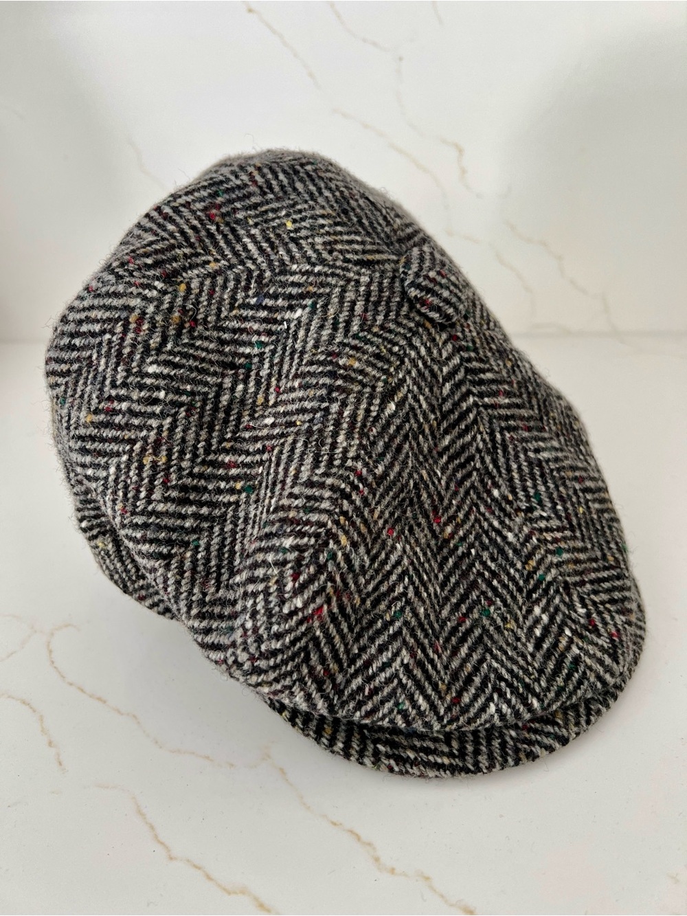 Jonathan Richard Black & Gray Herringbone Snap Newsboy Cap w/Multicolor Flecks